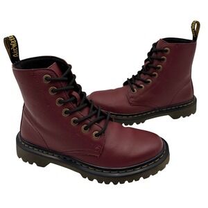 Dr. Martens Luana Combat Boots Leather Women US 6 EU 37 Burgundy Red Grunge Punk